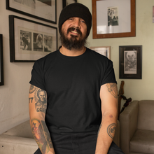 Load image into Gallery viewer, Black Half sleeves round neck men's t-shirt - dmonkeyfamily