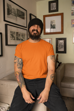 Load image into Gallery viewer, Orange Half sleeves round neck unisex t-shirt - dmonkeyfamily