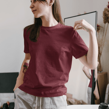 Load image into Gallery viewer, Maroon Half sleeves round neck unisex t-shirt - dmonkeyfamily