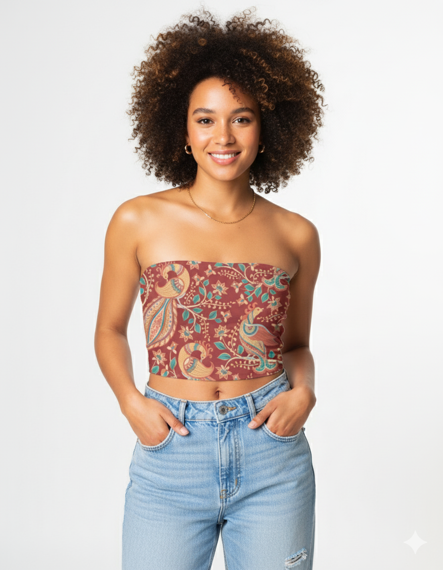 PEACOCK DESIGN TUBE TOP