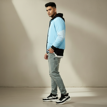 Load image into Gallery viewer, LIGHT BLUE ABSTRACT BOMBER JACKET
