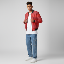 Load image into Gallery viewer, RED ABSTRACT BOMBER JACKET

