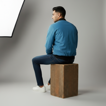 Load image into Gallery viewer, SMOKY BLUE BOMBER JACKET
