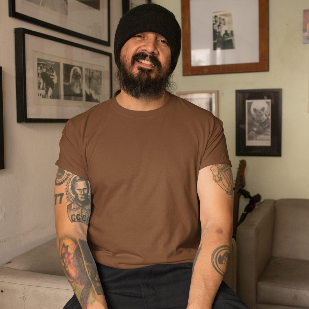 Coffee Brown Half sleeves round neck unisex t-shirt - dmonkeyfamily
