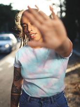 Load image into Gallery viewer, PINK &amp; BLUE TIE DYE UNISEX T-SHIRT
