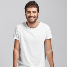 Load image into Gallery viewer, White Half sleeves round neck unisex t-shirt - dmonkeyfamily
